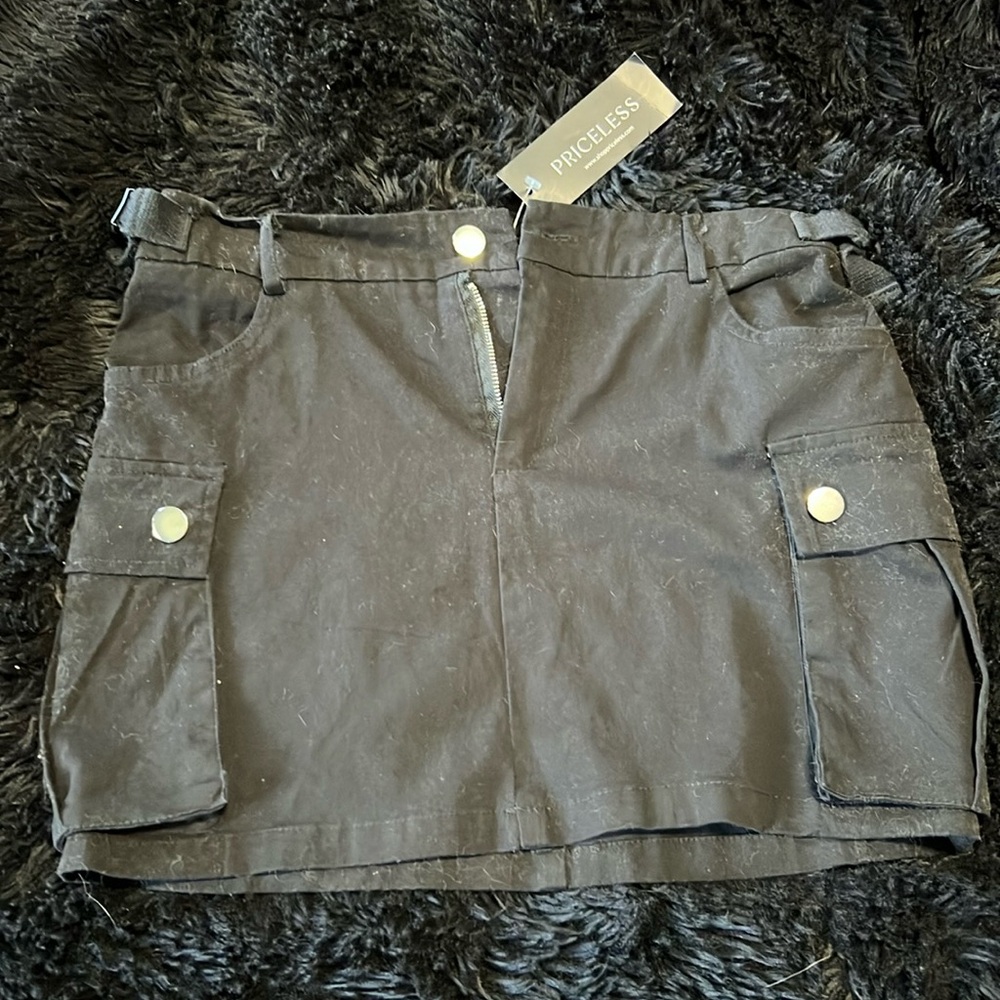 Black cargo skirt